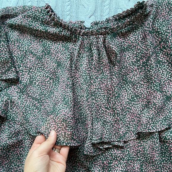 Free Press Clothing Long Sleeve Peplum Feminine Top Blouse with Bertha Collar - Picture 5 of 13